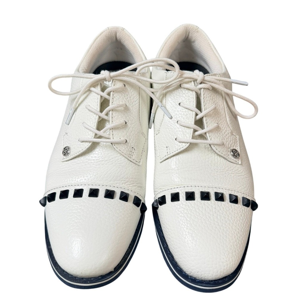 G/FORE Golf Shoes Womens 9.5 White Cap Toe Gallivanter Studded Pebble Leather